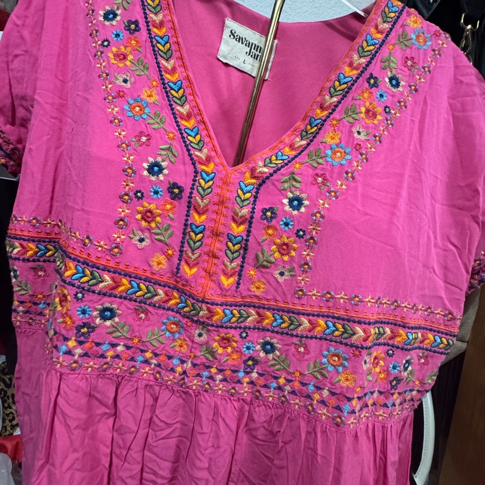 Savanna Jane Fuchsia Embroidered Tunic